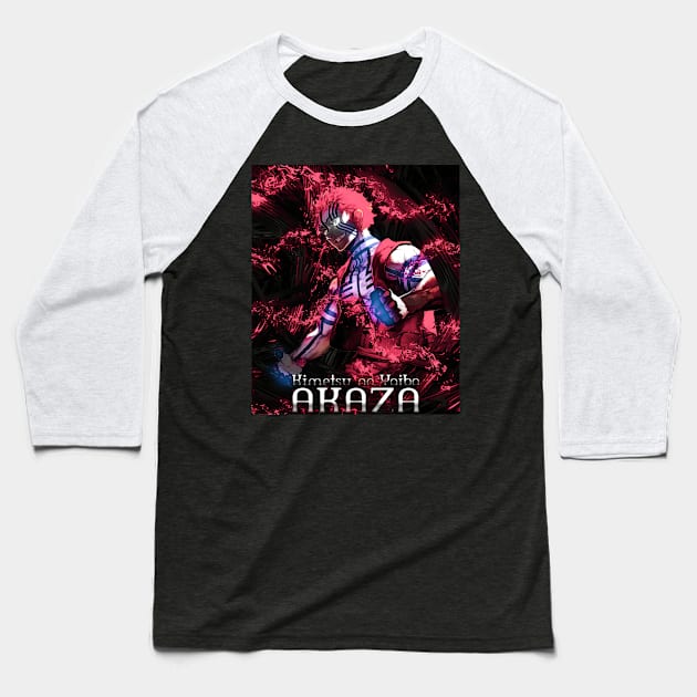 Bloody Demon Art Akaza Baseball T-Shirt by Valoka